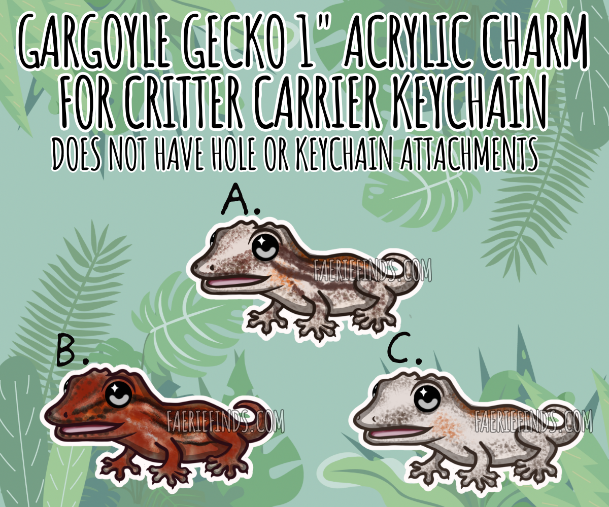1” Gargoyle Gecko Insert Charm For Critter Carrier Openable Shaker Keychain