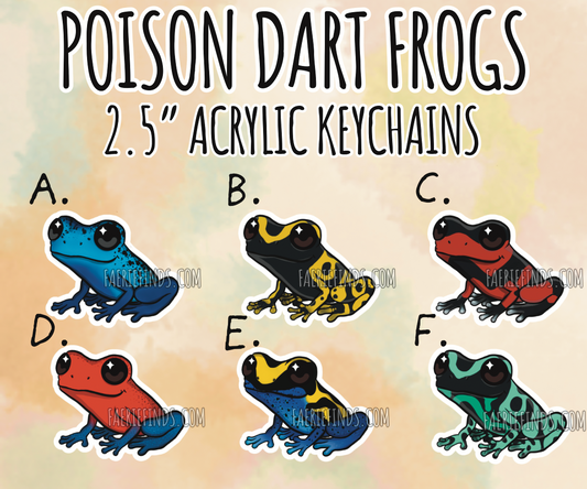 2.5” Poison Dart Frog Acrylic/Glitter Epoxy Keychain