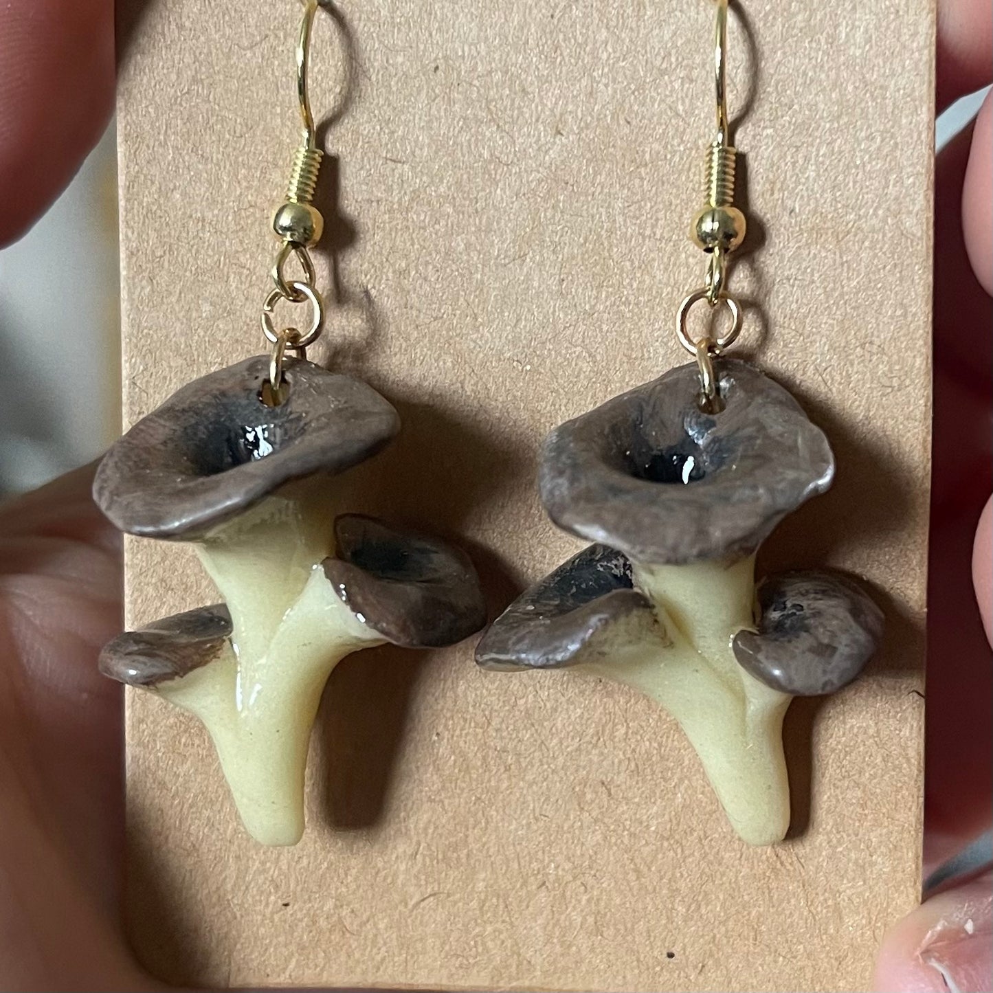 Hand Sculpted Oyster Mushroom Earrings
