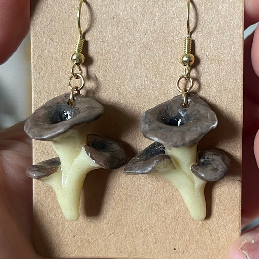Hand Sculpted Oyster Mushroom Earrings