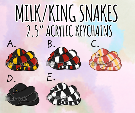 2.5” Milk/King Snake Acrylic/Glitter Epoxy Keychain