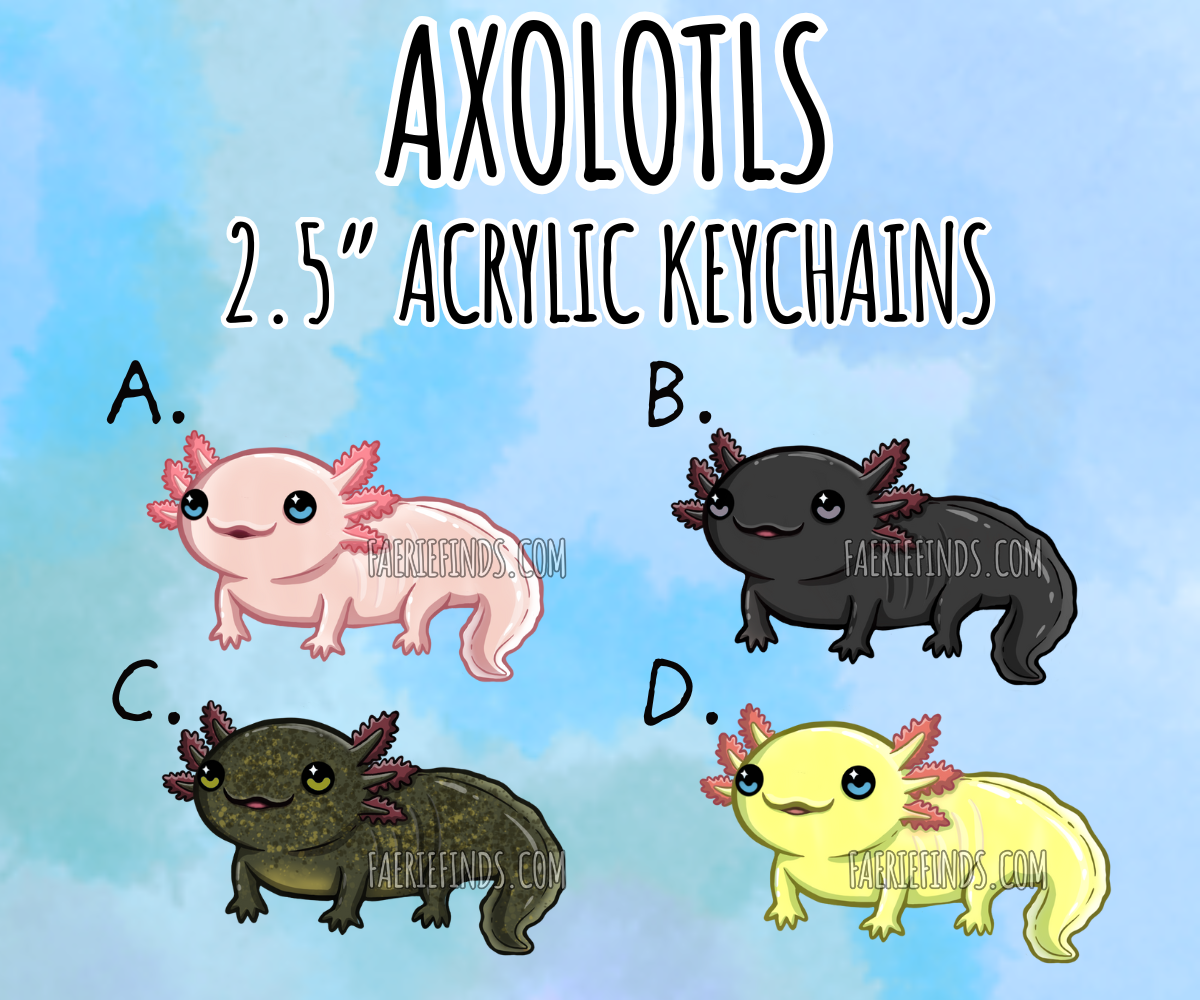 2.5” Axolotl Acrylic/Glitter Epoxy Keychain