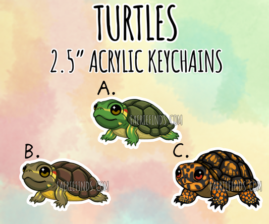 2.5” Turtle Acrylic/Glitter Epoxy Keychain