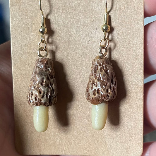 Hand Sculpted Morel Earrings