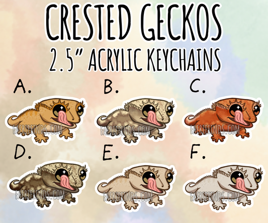 2.5” Crested Gecko Acrylic/Glitter Epoxy Keychain