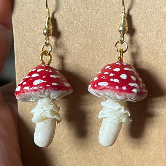 Hand Sculpted Thick Cap Amanita Earrings