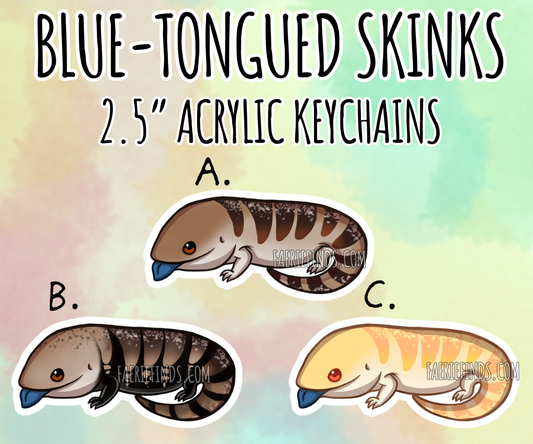2.5” Blue Tongued Skink Acrylic/Glitter Epoxy Keychain