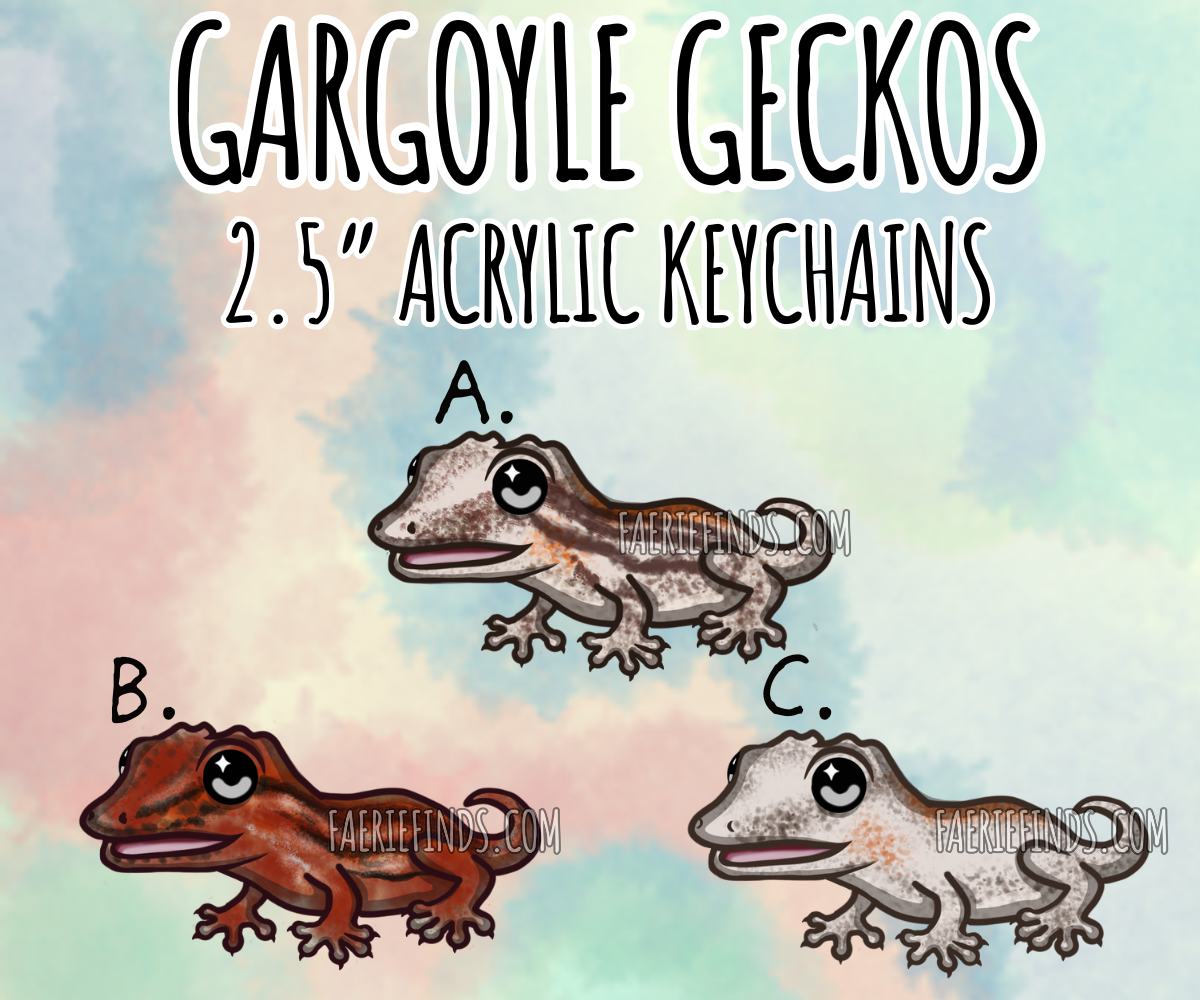 2.5” Gargoyle Gecko Acrylic/Glitter Epoxy Keychain