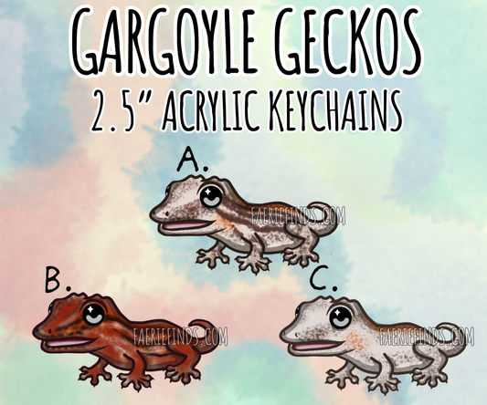 2.5” Gargoyle Gecko Acrylic/Glitter Epoxy Keychain