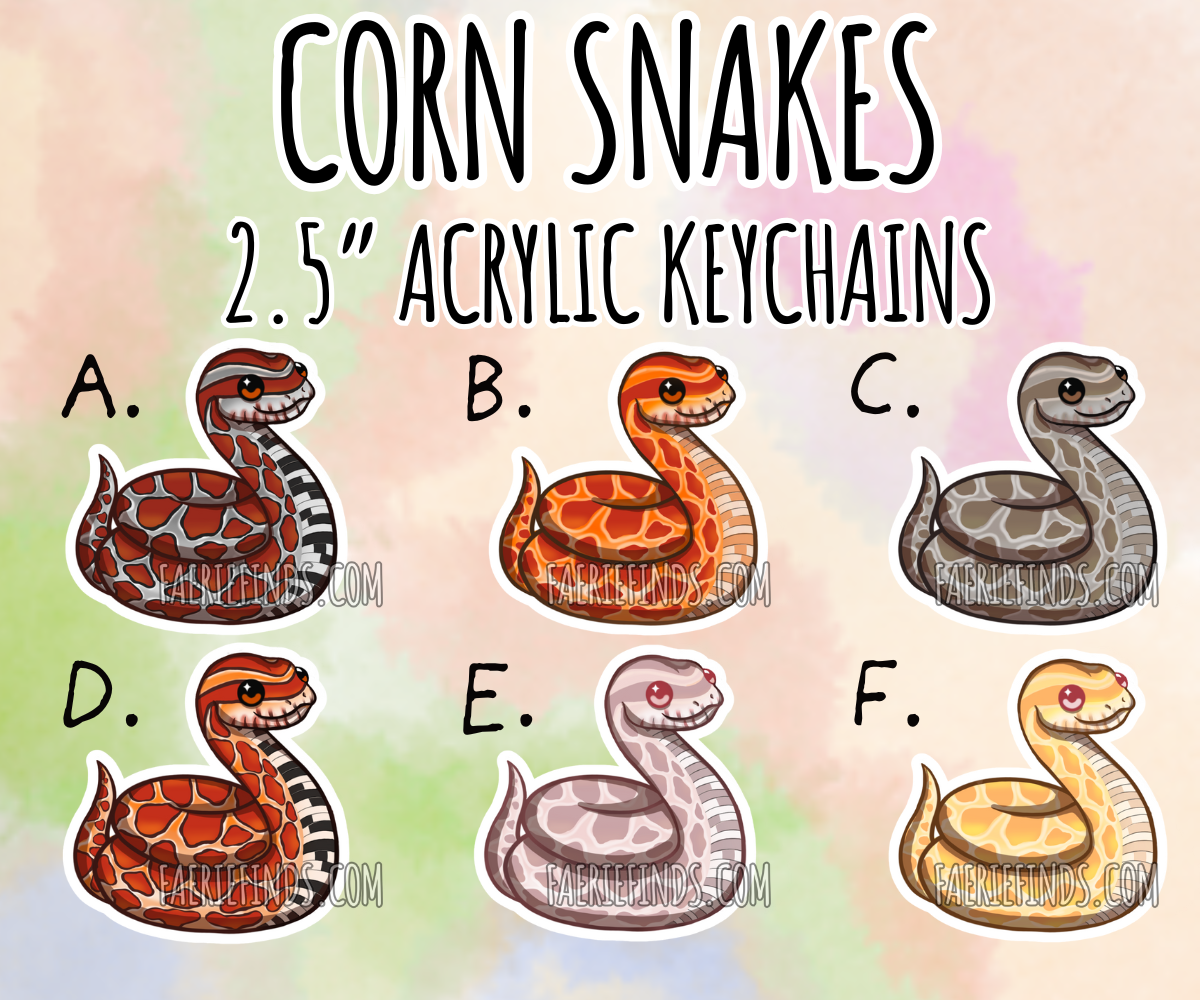 2.5” Corn Snake Acrylic/Glitter Epoxy Keychain