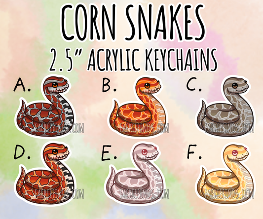 2.5” Corn Snake Acrylic/Glitter Epoxy Keychain