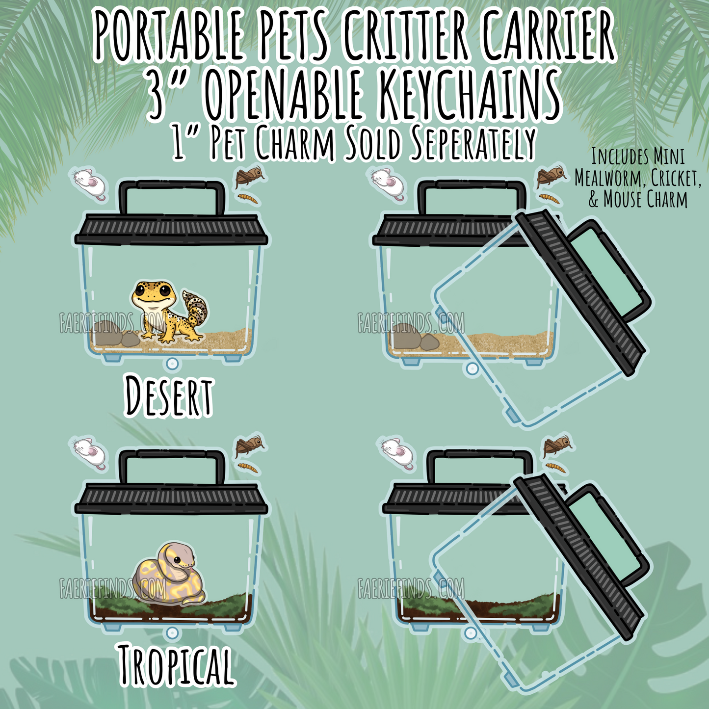 *** 3” Critter Carrier Openable Shaker Keychain