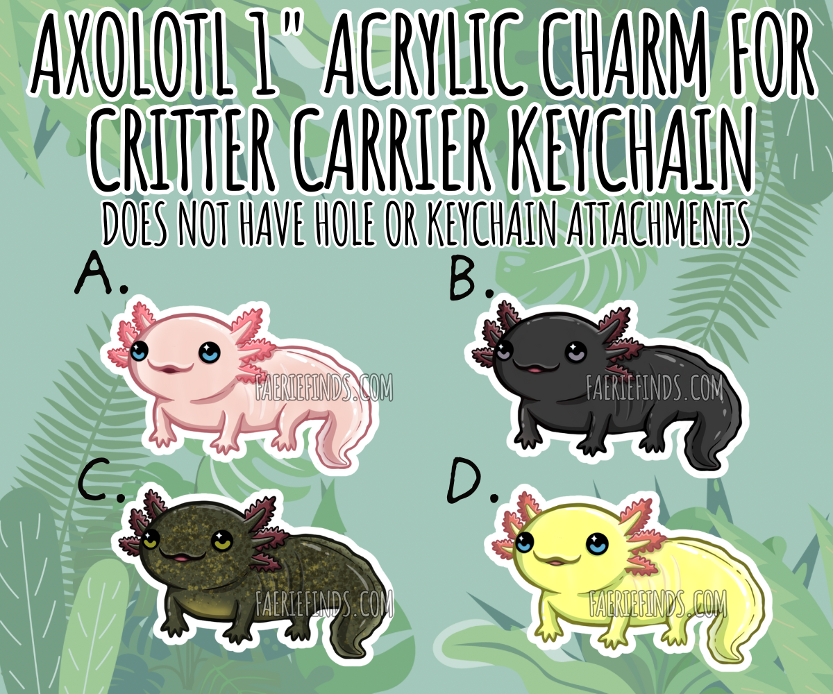 1” Axolotl Insert Charm For Critter Carrier Openable Shaker Keychain