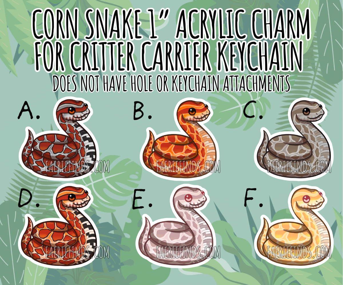 1” Corn Snake Insert Charm For Critter Carrier Openable Shaker Keychain