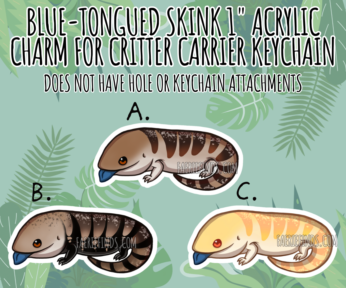 1” Blue-tongued Skink Insert Charm For Critter Carrier Openable Shaker Keychain