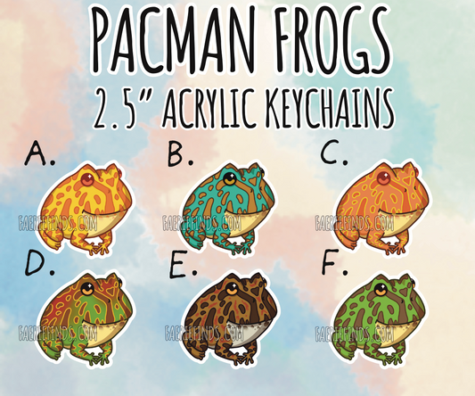 2.5” Pacman Frog Acrylic/Glitter Epoxy Keychain