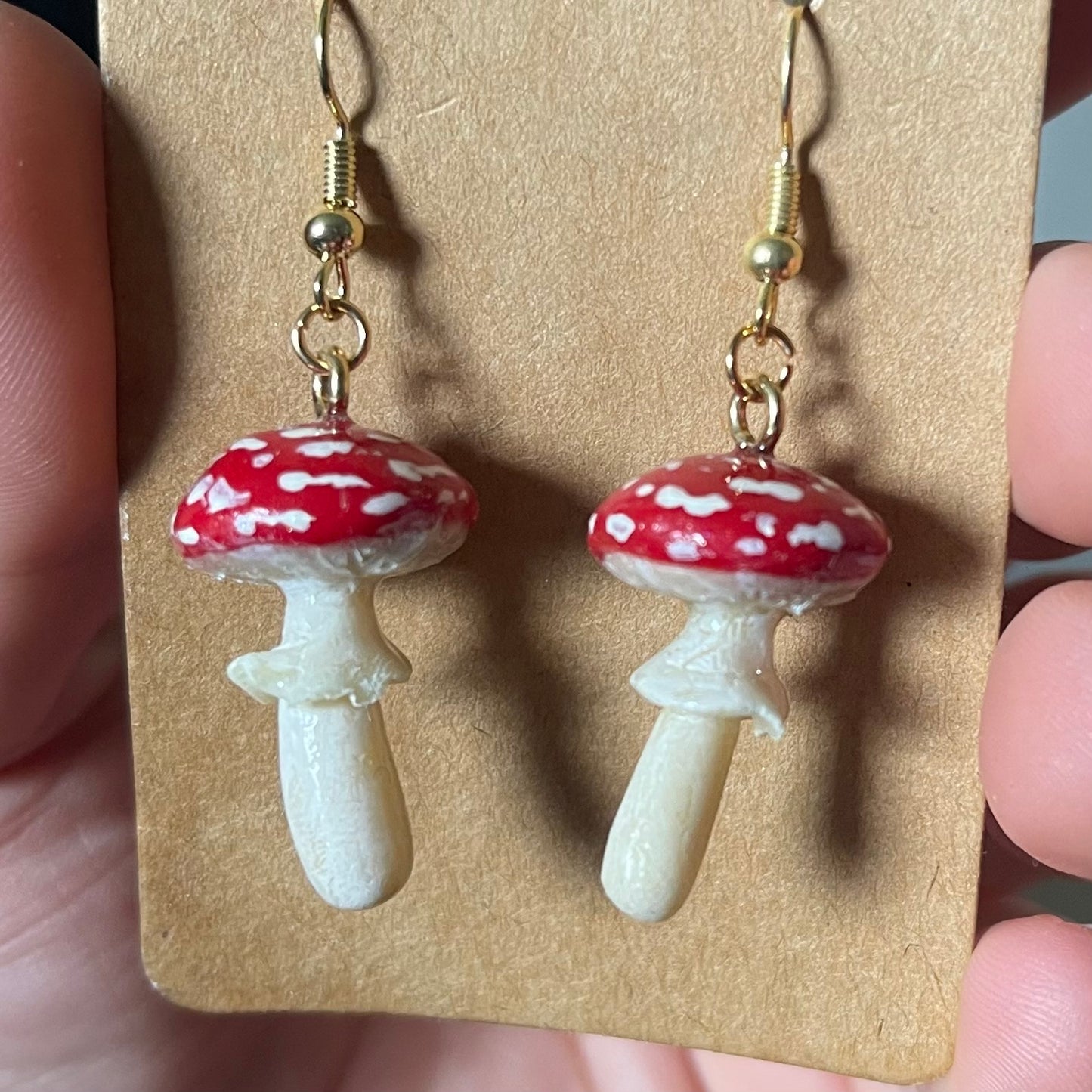 Hand Sculpted Thin Cap Amanita Earrings