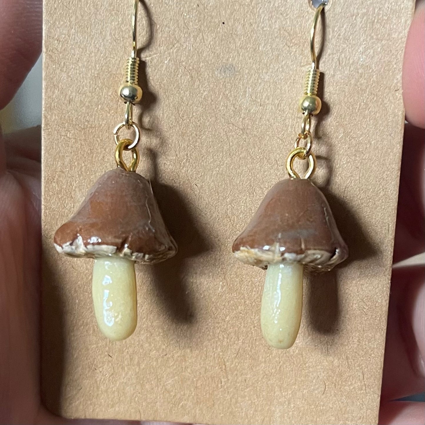 Hand Sculpted Round Cap Mushroom Earrings
