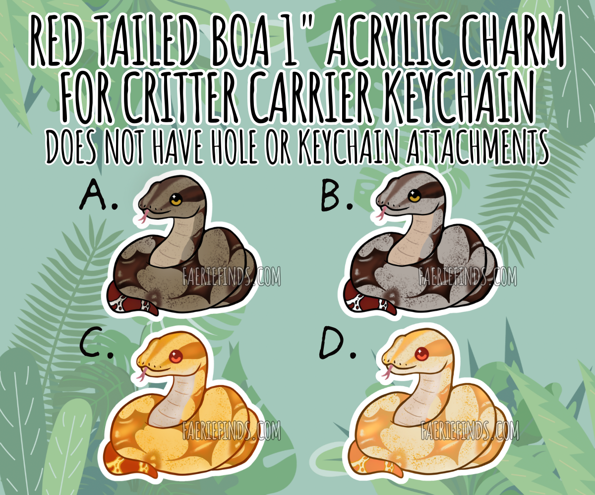 1” Red Tailed Boa Insert Charm For Critter Carrier Openable Shaker Keychain